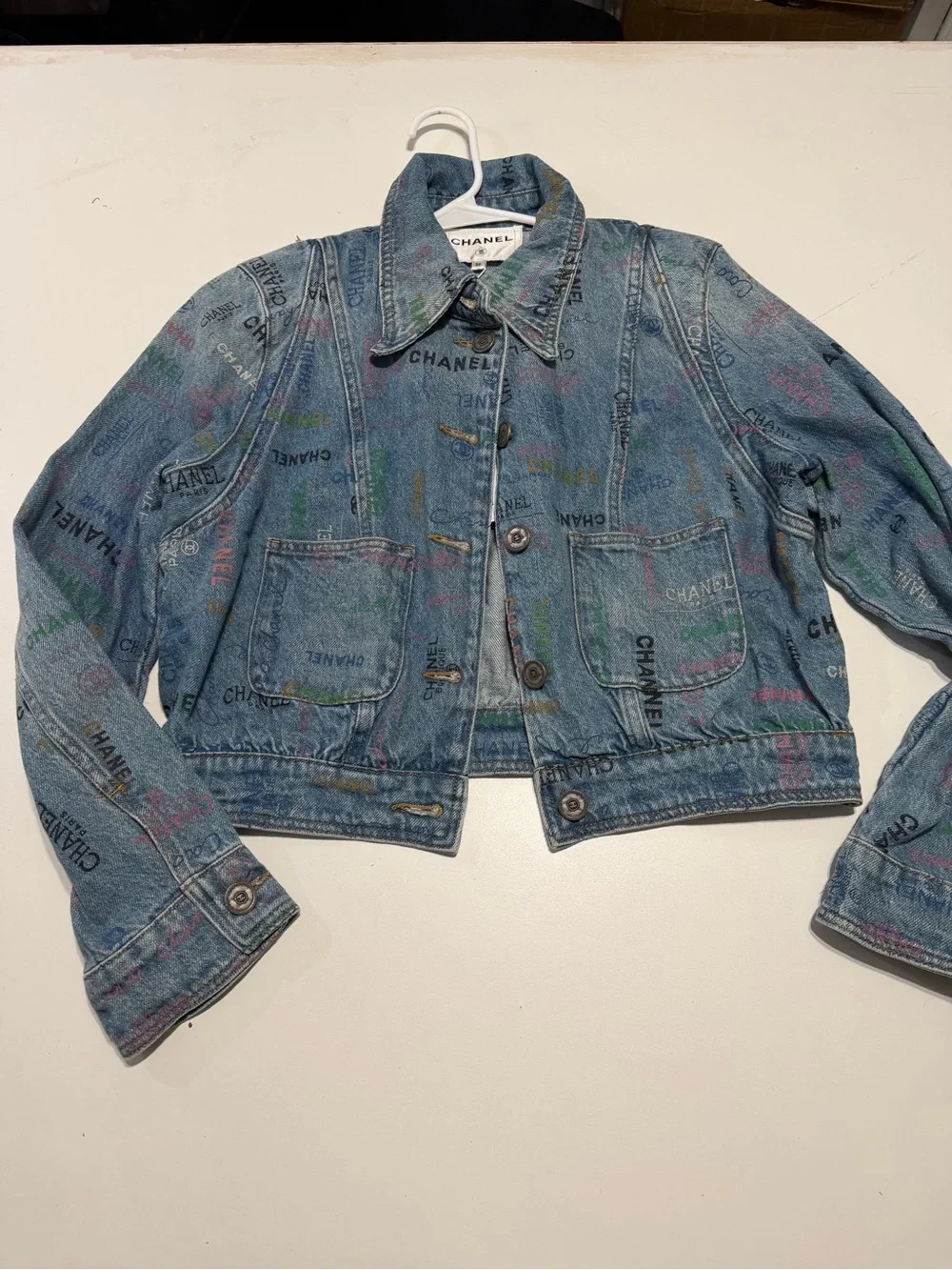 Secondhand Women's Blue Denim Logo Jacket